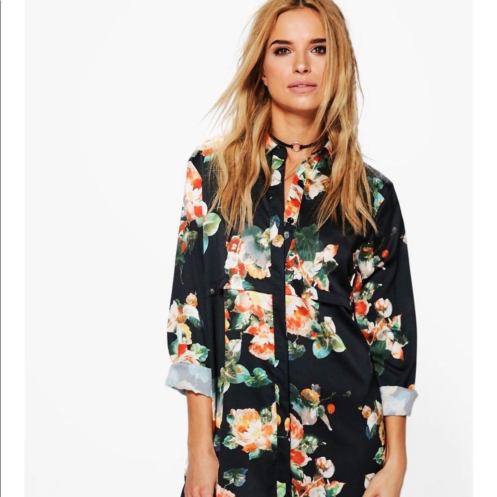 Flower Shirt Dress